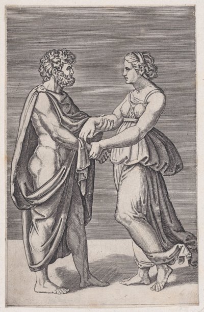 Férfi és nő kézenfogva, 1516-17. alkotó: Agostino Veneziano