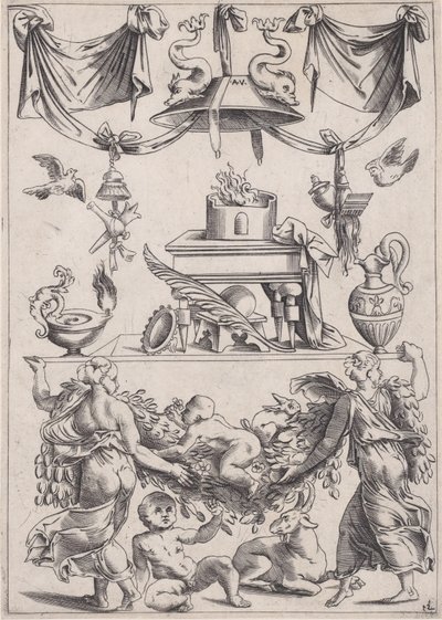 Dísztábla, kb. 1514-36. alkotó: Agostino Veneziano