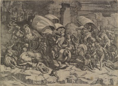 Csata Scipio Africanus és a karthágóiak között ("La bataille au coutelas") alkotó: Agostino Veneziano