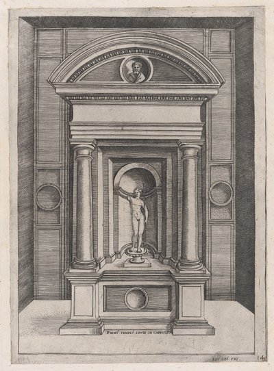 A római nagyszerűség tükre: Jupiter oltára a legrégebbi templomban a C..., kb. 1514-36. alkotó: Agostino Veneziano.