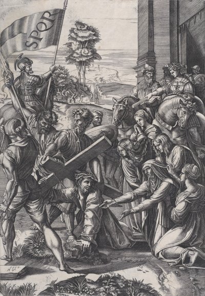 A kereszthordozás, 1517. alkotó: Agostino Veneziano