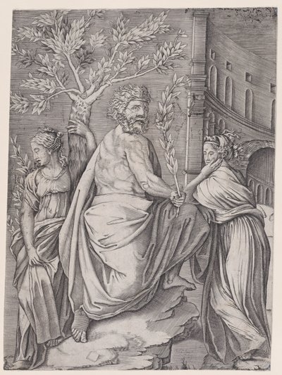 A babérágú ember, kb. 1514-36. alkotó: Agostino Veneziano