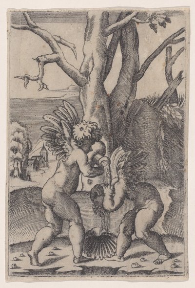 Két Cupido, kb. 1519. alkotó: Agostino Veneziano