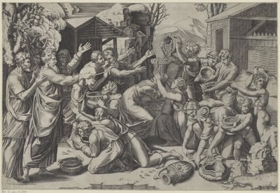 A manna összegyűjtése alkotó: Agostino Veneziano