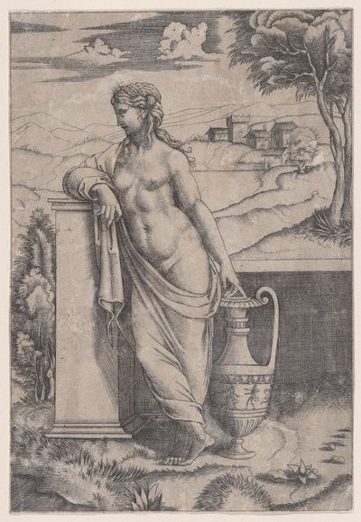 Váza közelében álló nő, kb. 1514-36. alkotó: Agostino Veneziano