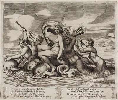 Psyche Served in Her Bath by Nimphs She Cannot See alkotó: Agostino dei Musi