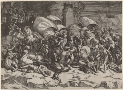 A Csata a Cutlass-szal alkotó: Agostino dei Musi, after Giulio Romano