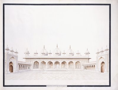 A Moti Masjid az Agra-erődben, c1815 (ceruza és w/c) alkotó: Agra School