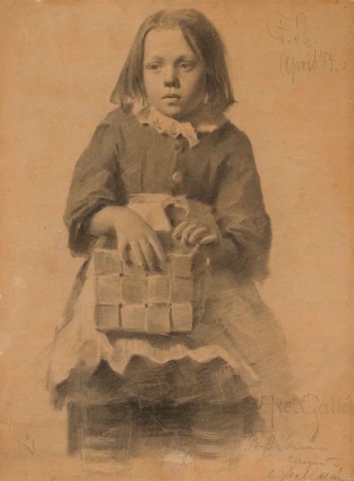 Lány nyírfa kosárral alkotó: Akseli Gallen-Kallela