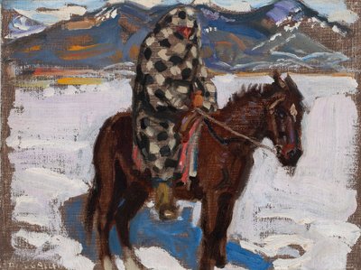 Hóban lovagló amerikai őslakos alkotó: Akseli Gallen-Kallela