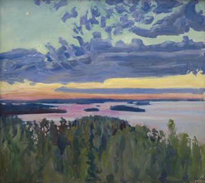 Naplemente egy tó felett. alkotó: Akseli Gallen-Kallela