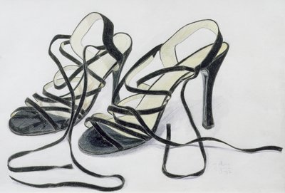 Fekete pántos cipő, 1997 (színes ceruza papíron) alkotó: Alan Byrne