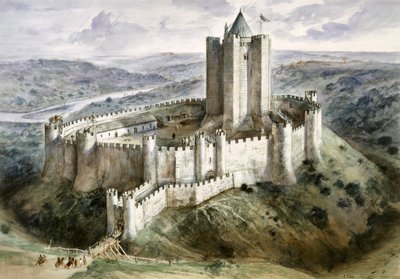 Conisbrough kastély, 13. század, 1960-as évek alkotó: Alan Ernest Sorrell