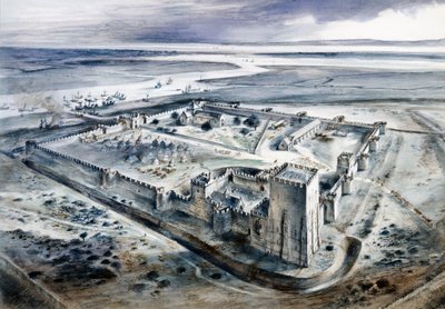 Portchester kastély, 15. század, 1960-as évek alkotó: Alan Ernest Sorrell