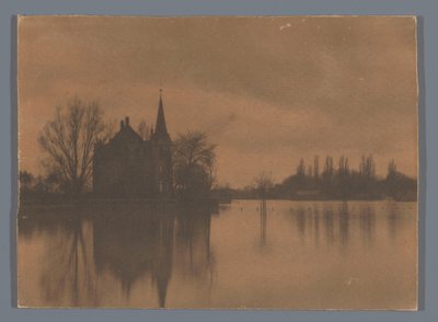 Kilátás egy vidéki házra vagy kis kastélyra a vízen, Hollandia alkotó: Alb. Kapteijn (attributed to)