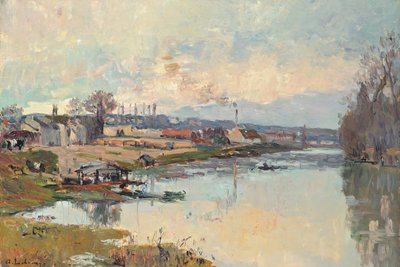 Szajna Port Marlyban (olaj, vászon) alkotó: Albert Charles Lebourg