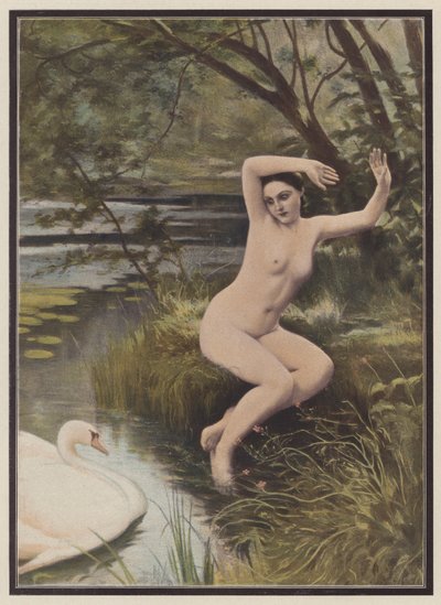 Léda, spártai hercegnő a görög mitológiából (színes litó) alkotó: Albert (after) Aublet