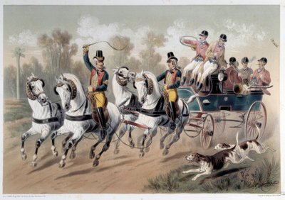 Vadászatszünet, a vadászok kezdete Albert Adam (1833-?) nyomata 19. századi Párizs, Musee Carnavalet alkotó: Albert Adam
