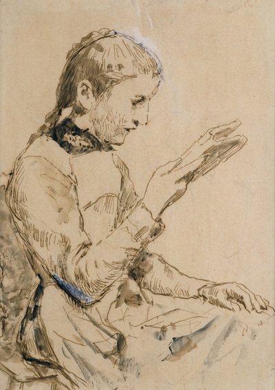 Olvasó lány (toll és tinta papíron) alkotó: Albert Anker