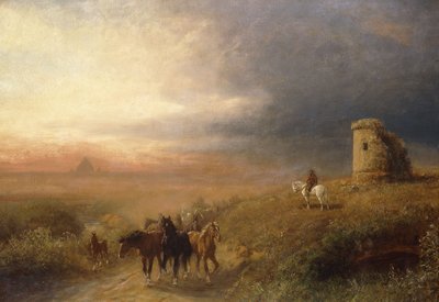 Naplemente Campagna-ban; Esti hangulat a Campagnában alkotó: Albert Arnz