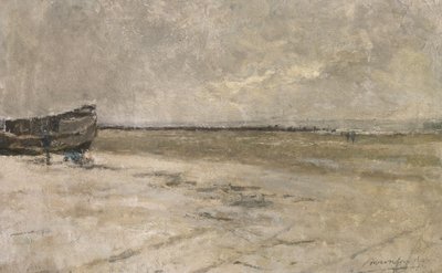Tengerpart, szürke idő, tengerparti jelenet De Panne-ban alkotó: Albert Baertsoen