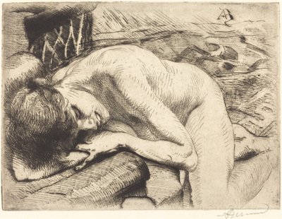 Modell alszik a padlón alkotó: Albert Besnard