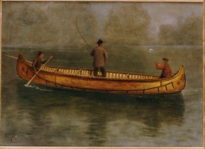 Horgászat kenuból alkotó: Albert Bierstadt