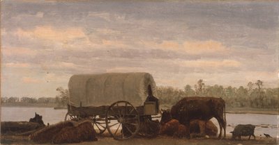 Nooning on the Platte, 1859 körüli (olaj, papír, vászonra erősítve) alkotó: Albert Bierstadt