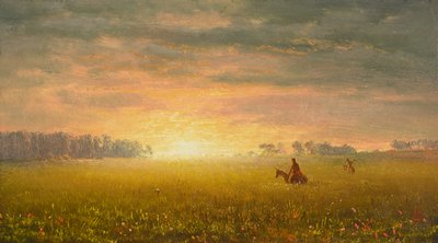 Naplemente a prérin, 1861 körül (olaj, papír) alkotó: Albert Bierstadt