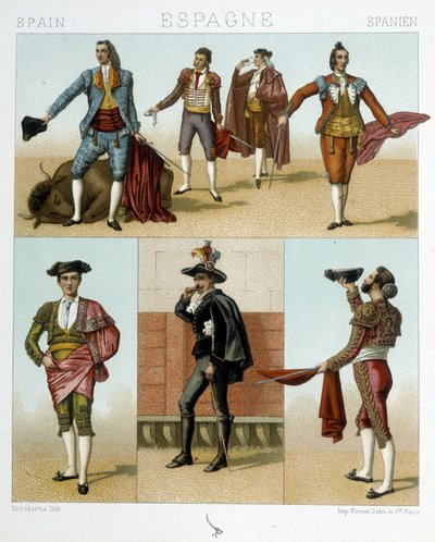 Toreador jelmez Spanyolországban - Racinet "" A régi és történelmi jelmez" -ben alkotó: Albert Charles August Racinet