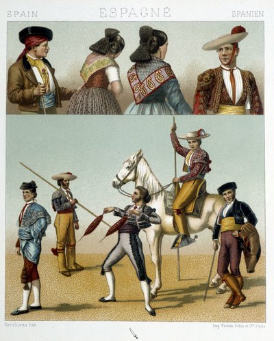 Toreador jelmez Spanyolországban - Racinet "" A régi és történelmi jelmez" -ben alkotó: Albert Charles August Racinet