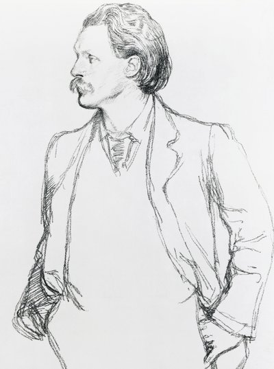 George Gissing angol regényíró portréja alkotó: Albert Daniel Rutherston