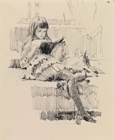 Berta Edelfelt, Vázlat a „Kedves barátok (Berta és Capi)” című festményhez alkotó: Albert Edelfelt
