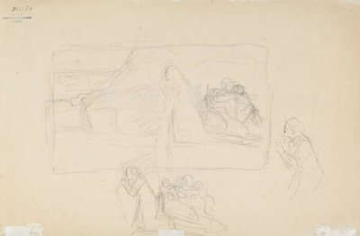 Felégetett falu, vázlat alkotó: Albert Edelfelt