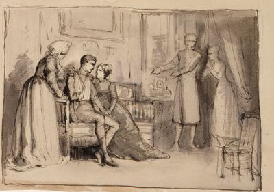 A kapitány visszatérése, kompozíciós vázlat. Illusztrációk J. L. Runeberg „Julqvällen” (Karácsonyeste) című művéhez alkotó: Albert Edelfelt