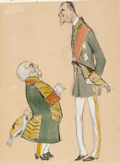 Von Haartman, a nemesség elnöke és Taube báró karikatúrája alkotó: Albert Edelfelt