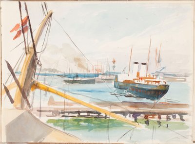 A koppenhágai kikötőből, vázlat alkotó: Albert Edelfelt
