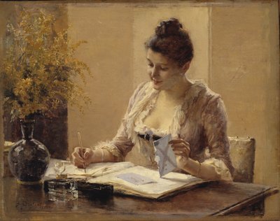 Levelet író hölgy alkotó: Albert Edelfelt