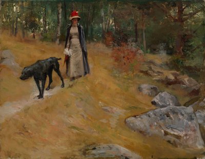 A part mentén (Annie Edelfelt egy kutyával) alkotó: Albert Edelfelt