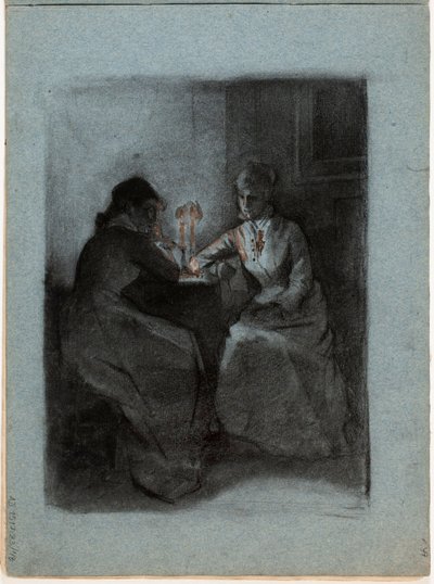 Két nő egy asztalnál alkotó: Albert Edelfelt