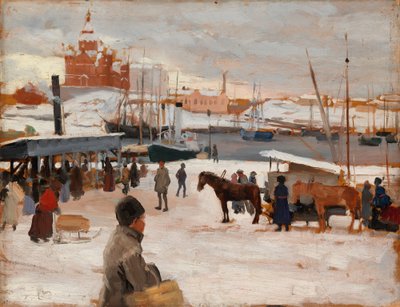 Téli nap a helsinki piactéren, tanulmány; vázlat a „Téli nap a helsinki piactéren” című műhöz alkotó: Albert Edelfelt