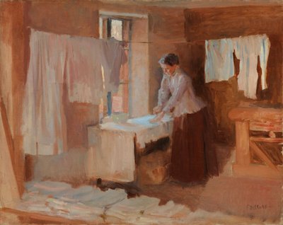 Vasaló nő, vázlat a „Mosónők” című festményhez alkotó: Albert Edelfelt