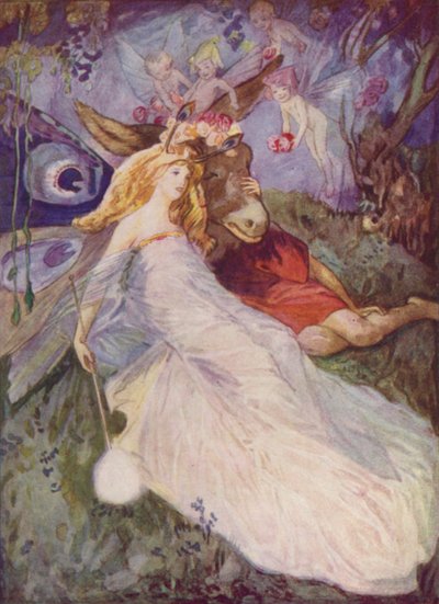 Shakespeare: Bottom and the Fairy Queen, Szentivánéji álom, IV. felvonás, I. jelenet (színes litó) alkotó: Albert Edward Jackson