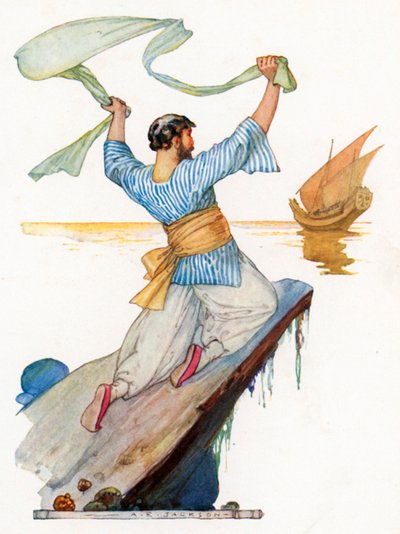 Sindbad Unfolded and Waved Historban (színes litográfia) alkotó: Albert Edward Jackson