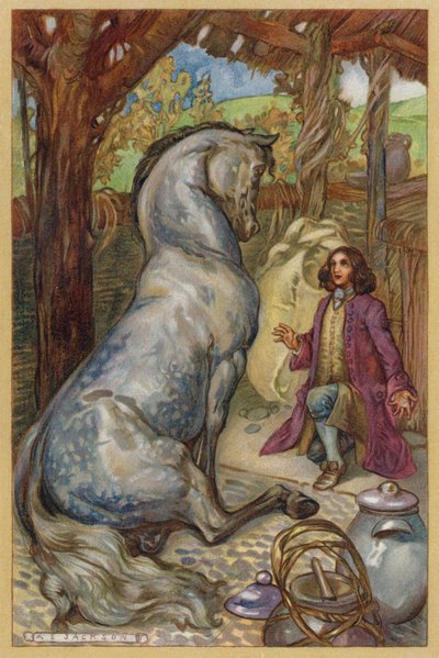 A Houyhnhnm megvitatta az emberiséget Gulliverrel (chromolitho) alkotó: Albert Edward Jackson