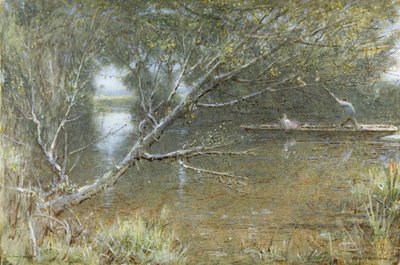 A Thames Backwater, 1860 körül – 1932 körül (akvarell, testfesték, toll és tinta papíron) alkotó: Albert Goodwin