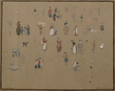 Going to Market (akvarell és ceruza, testfestékkel, színezett papírra) alkotó: Albert Goodwin