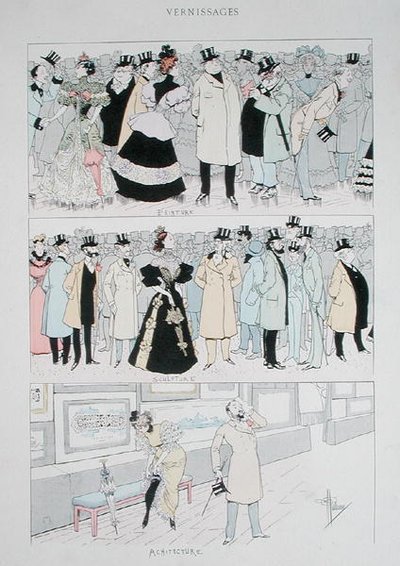 Galéria megnyitása, 1900 körül (színes litó) alkotó: Albert Guillaume