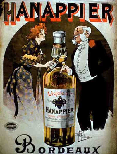A "Hanappier likőrt" reklámozó plakát, Bordeaux (színes litográfia) alkotó: Albert Guillaume