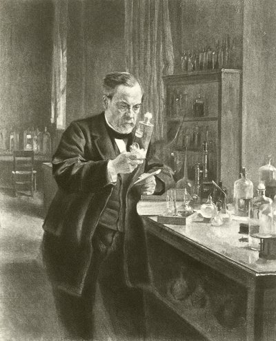 Dr. Louis Pasteur a laboratóriumában (mélynyomás) alkotó: Albert Gustaf Aristides Edelfelt